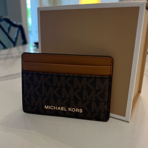 Michael Kors Brown Key Card Holder with Monogram Print - Picture 2 of 5